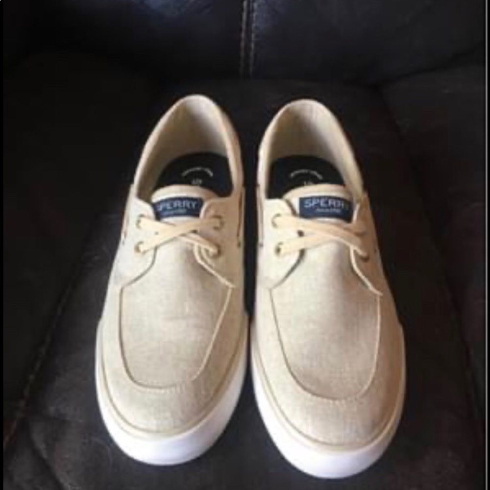 Ladies gold Sperry shoes